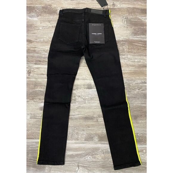 Homme + Femme Black Neon Distressed Men’s Jeans Sz 28 - Picture 2 of 5